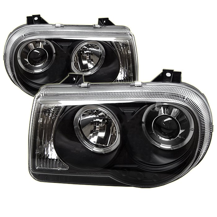 Spyder Halo LED Black Projector HeadLights Chrysler 300C 05-09