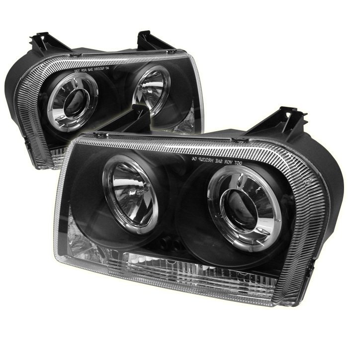 Spyder Halo LED Black Projector HeadLights Chrysler 300 05-09