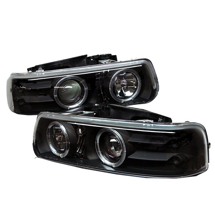 Spyder Halo LED Black Projector HeadLights Chevrolet Silverado 1500 2500 3500 99-02