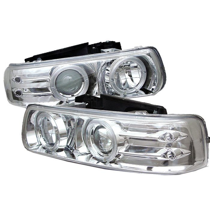 Spyder Halo LED Chrome Projector HeadLights Chevrolet Silverado 1500 2500 3500 99-02