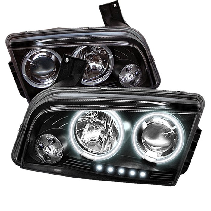 Spyder Non HID CCFL LED Black Projector HeadLights Dodge Charger 06-10