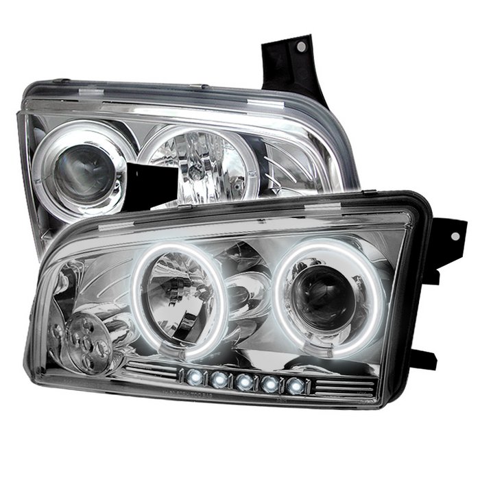 Spyder Non HID CCFL LED Chrome Projector HeadLights Dodge Charger 06-10