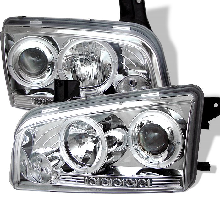 Spyder Non HID Halo LED Chrome Projector HeadLights Dodge Charger 06-10