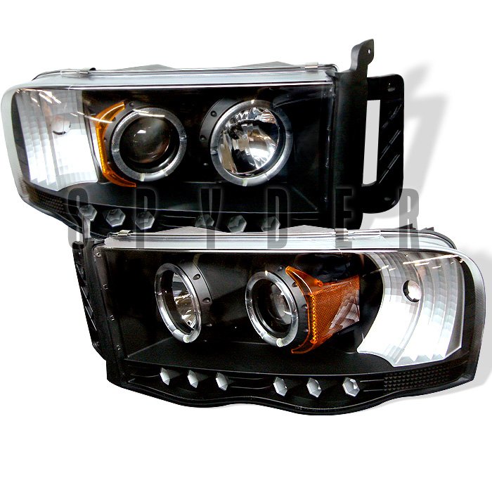 Spyder Halo LED Black Projector HeadLights Dodge Ram 1500 2500 3500 02-05