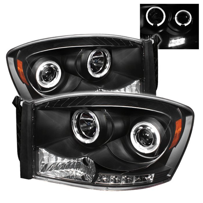 Spyder Halo LED Black Projector HeadLights Dodge Ram 1500 2500 3500 06-08