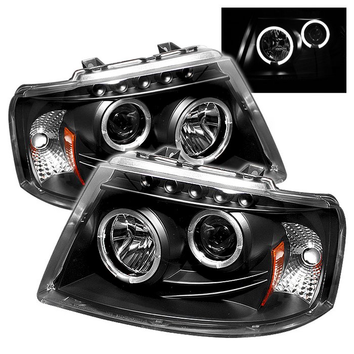 Spyder Halo LED Black Projector HeadLights Ford Expedition 03-06