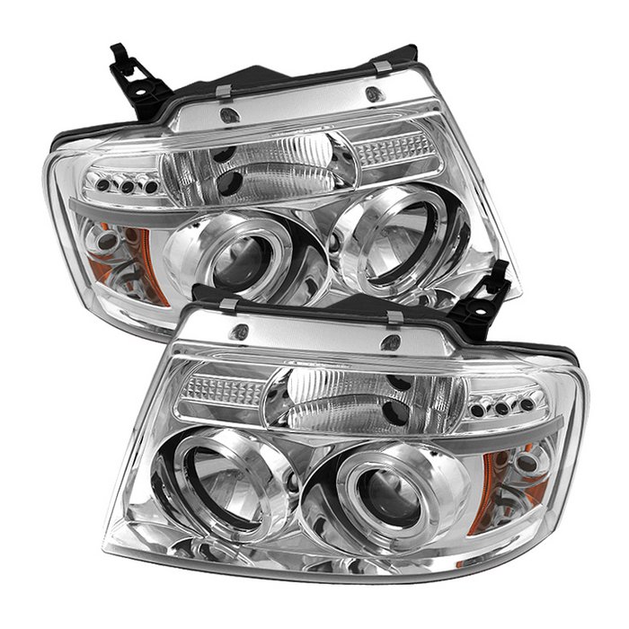 Spyder Version 2 Halo LED Chrome Projector HeadLights Ford F150 04-08