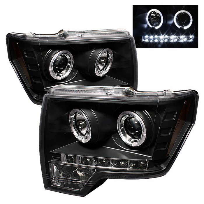 Spyder Halo LED Black Projector HeadLights Ford F150 09-10