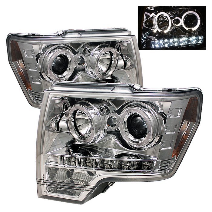 Spyder Halo LED Chrome Projector HeadLights Ford F150 09-10