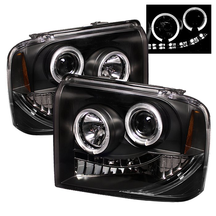 Spyder Halo LED Black Projector HeadLights Ford F250 350 450 Super Duty 05-07