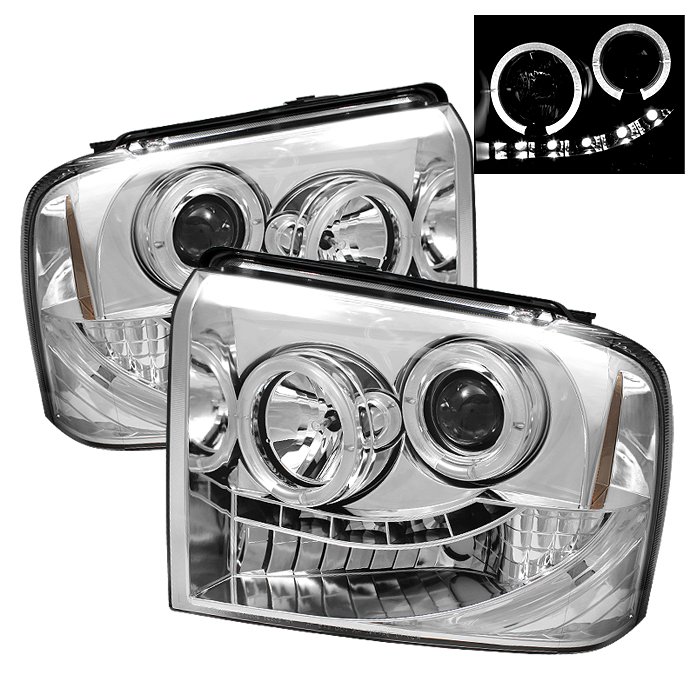 Spyder Halo LED Chrome Projector HeadLights Ford F250 350 450 Super Duty 05-07