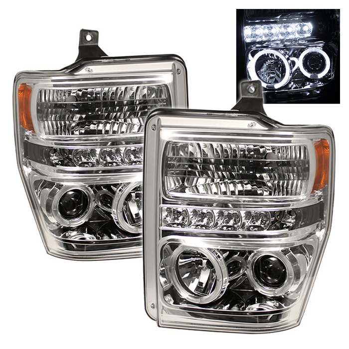 Spyder Halo LED Chrome Projector HeadLights Ford F250 350 450 Super Duty 08-10