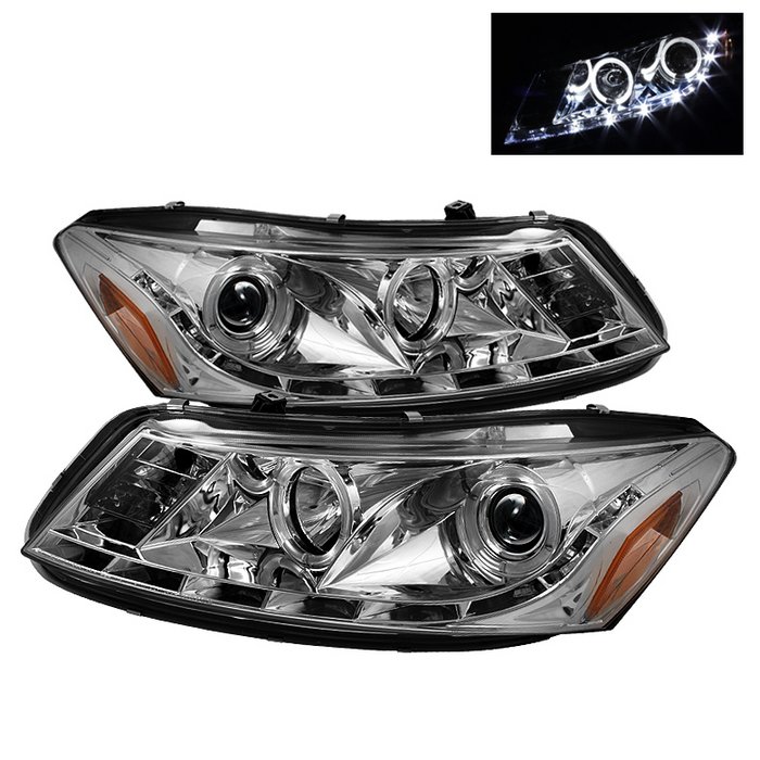 Spyder 4Dr DRL LED Chrome Projector HeadLights Honda Accord 08-09