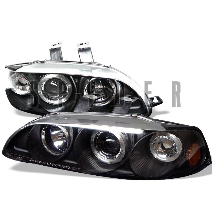 Spyder 4Dr 1Pc Halo Black Projector HeadLights Honda Civic 92-95