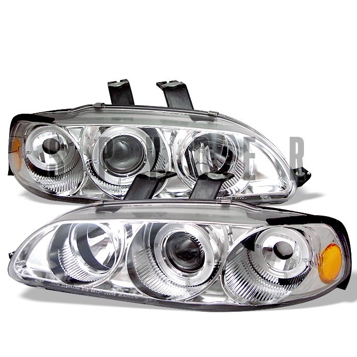 Spyder 4Dr 1Pc Halo Chrome Projector HeadLights Honda Civic 92-95