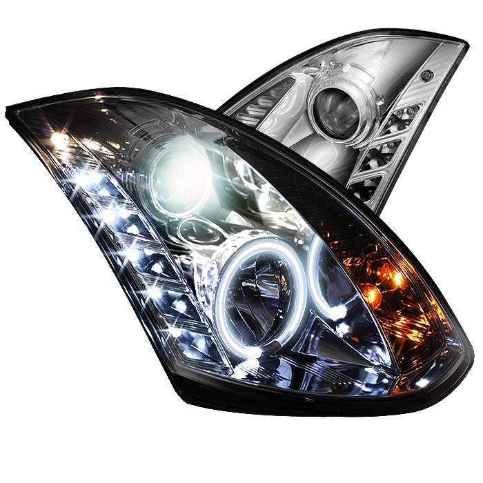 Spyder HID Version CCFL DRL LED Chrome Projector HeadLights Infiniti G35 2Dr 03-07