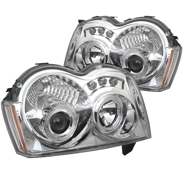 Spyder Halo LED Chrome Projector HeadLights Jeep Grand Cherokee 05-08