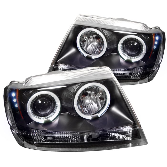 Spyder Halo LED Black Projector HeadLights Jeep Grand Cherokee Non Laredo Limited Sport Version 99-04