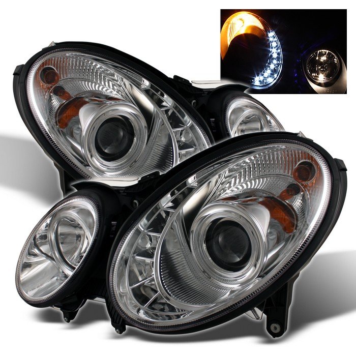 Spyder DRL LED Chrome Projector HeadLights Mercedes Benz W211 E-Class 07-09