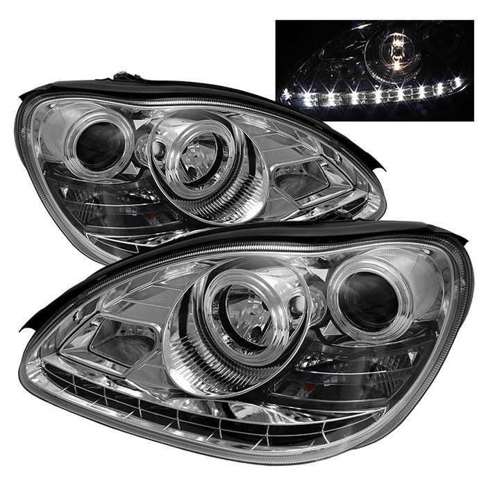 Spyder DRL LED Chrome Projector HeadLights Mercedes Benz W220 S-Class 00-05