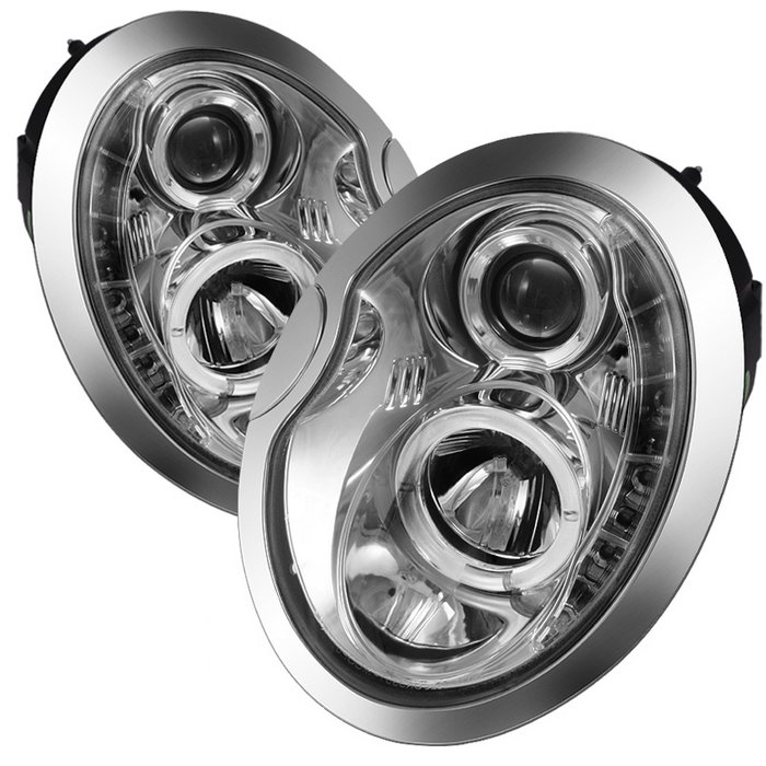 Spyder DRL LED Chrome Projector HeadLights Mini Cooper 02-06