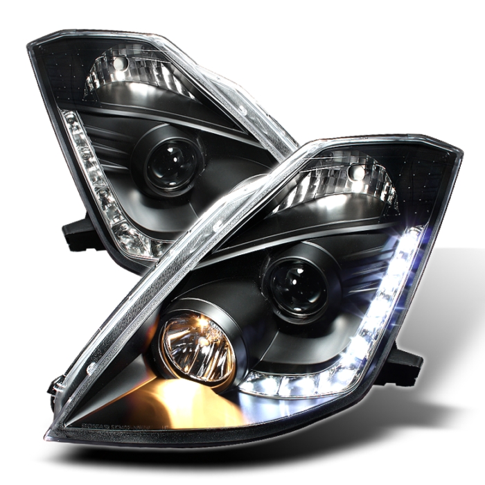 Spyder DRL LED Black Projector HeadLights Nissan 350Z 03-05