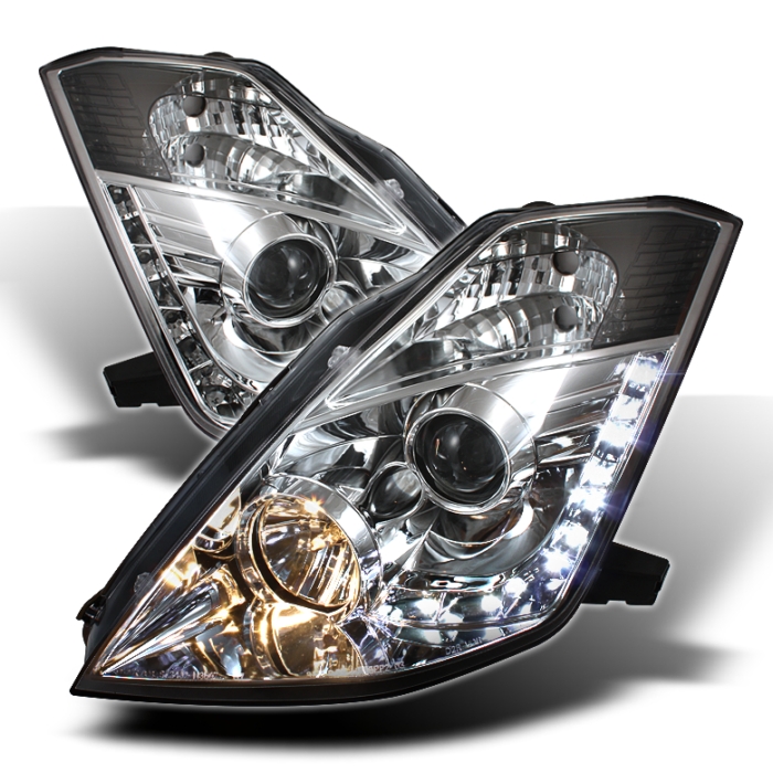 Spyder DRL LED Chrome Projector HeadLights Nissan 350Z 03-05