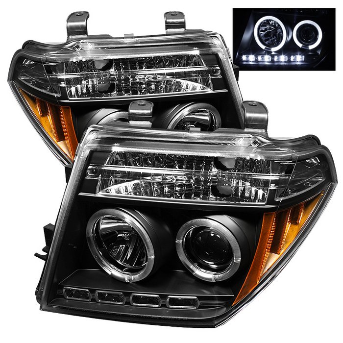 Spyder Halo LED Black Projector HeadLights Nissan Frontier 05-08 Pathfinder 05-07