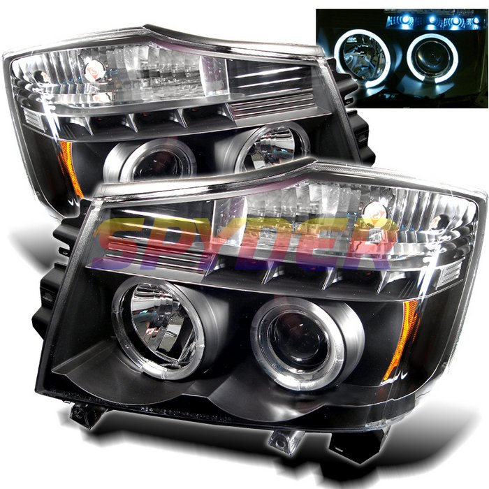 Spyder Halo LED Black Projector HeadLights Nissan Titan Armada 04-07