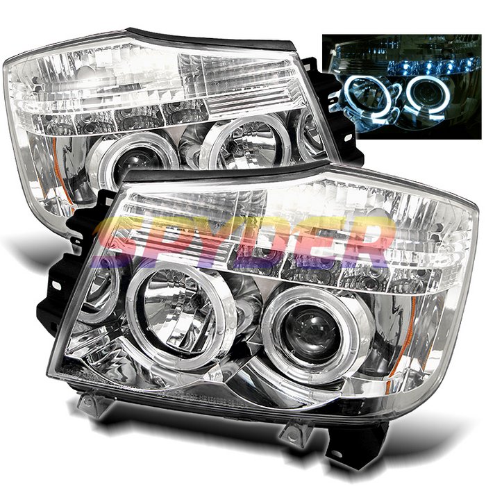 Spyder Halo LED Chrome Projector HeadLights Nissan Titan Armada 04-07