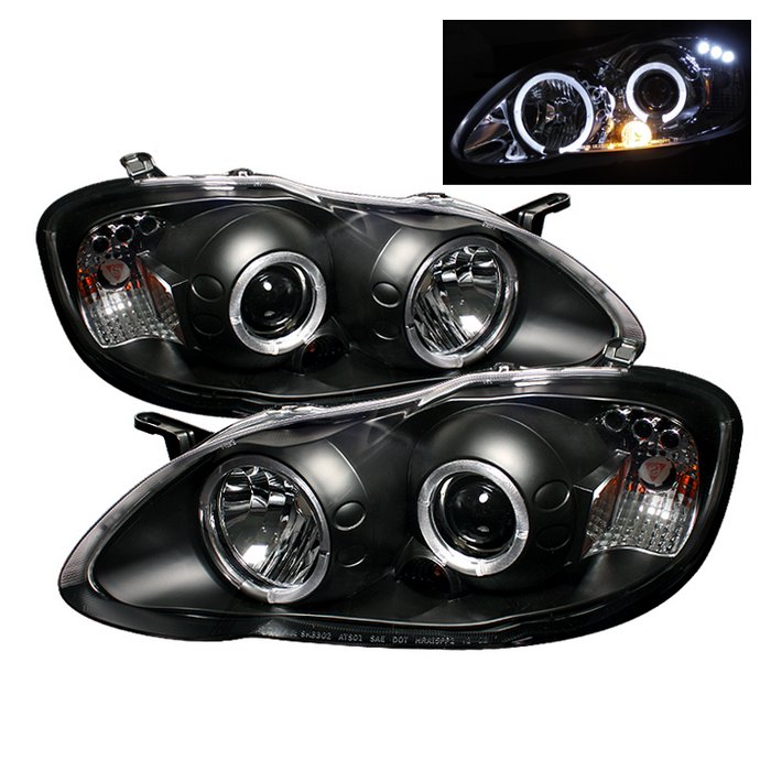 Spyder Halo Black Projector HeadLights Toyota Corolla 03-08