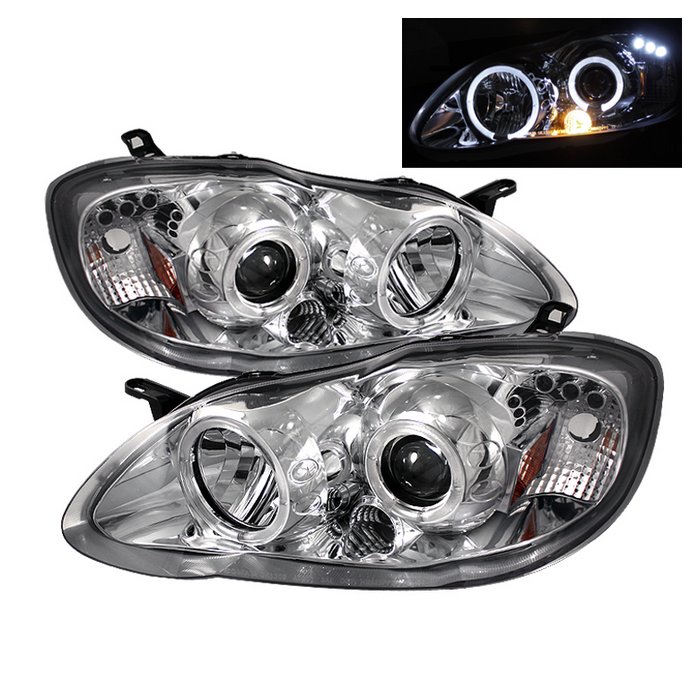 Spyder Halo Chrome Projector HeadLights Toyota Corolla 03-08