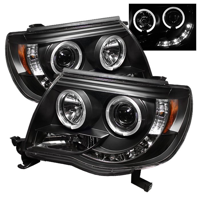 Spyder Halo LED Black Projector HeadLights Toyota Tacoma 05-08