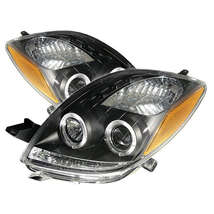 Spyder Dr Halo Black Projector HeadLights Toyota Yaris 06-08 2