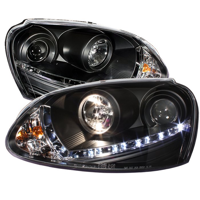 Spyder Halogen DRL LED Black Projector HeadLights Volkswagen GTI 06-09 Jetta 06-09 Rabbit 06-09