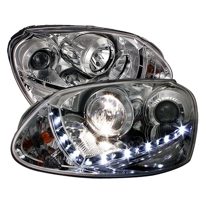 Spyder Halogen DRL LED Chrome Projector HeadLights Volkswagen GTI 06-09 Jetta 06-09 Rabbit 06-09