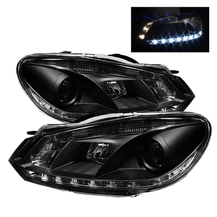 Spyder Non HID DRL Black Projector HeadLights Volkswagen Golf GTI 10-12