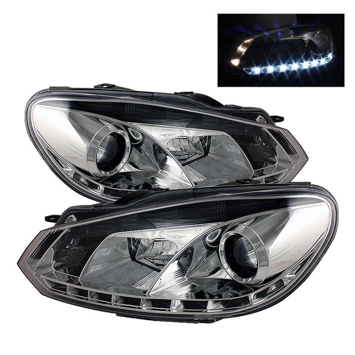 Spyder Non HID DRL Chrome Projector HeadLights Volkswagen Golf GTI 10-12