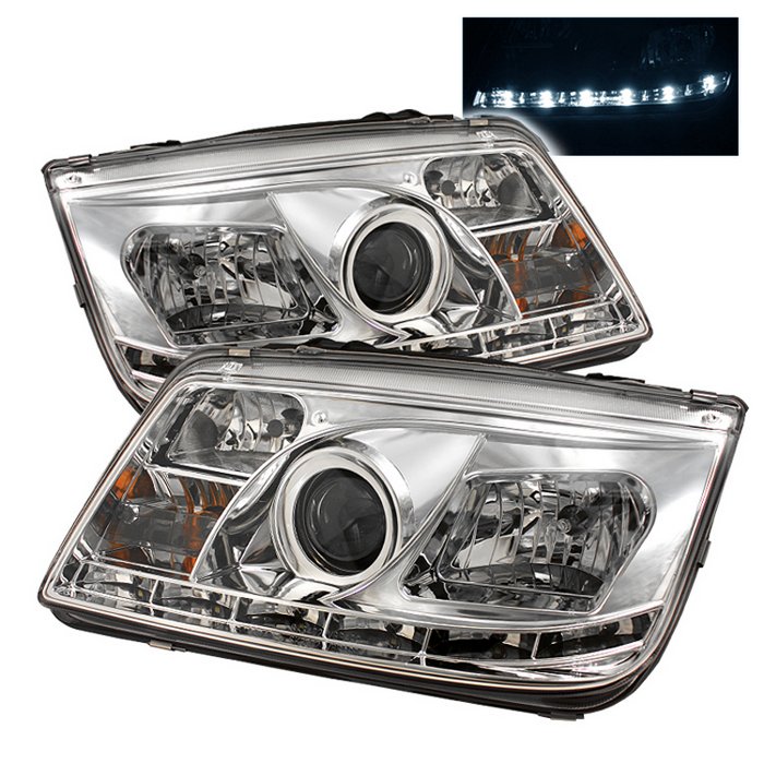 Spyder DRL LED Chrome Projector HeadLights Volkswagen Jetta 99-05