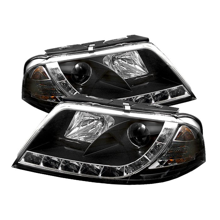 Spyder DRL LED Black Projector HeadLights Volkswagen Passat B5 01-05