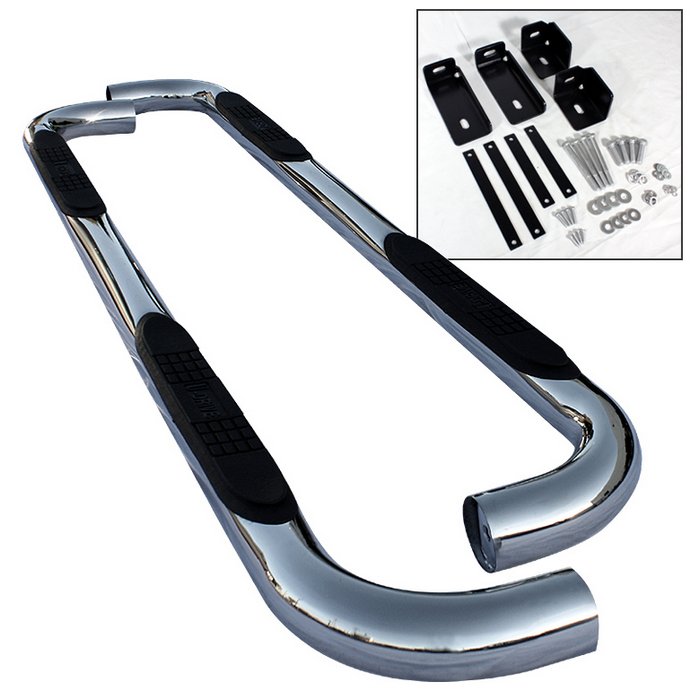 Spyder 3" Stainless T-304 Side Step Bar Toyota Tundra Double Cab 04-06