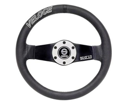 Sparco Veloce Leather Universal Steering Wheel w/Stitching